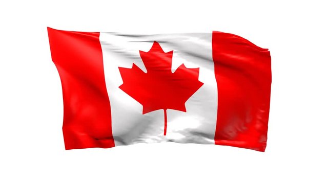 Waving flag of Canada, 3d animation