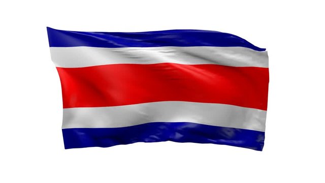 Waving flag of Costa Rica, 3d animation