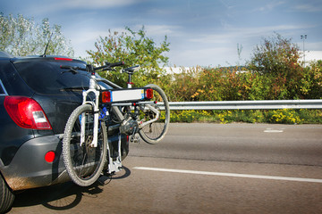 Bicycle on car, fixing for bike