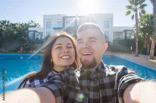 Travel Vacation And Holiday Concept Young Couple Selfie