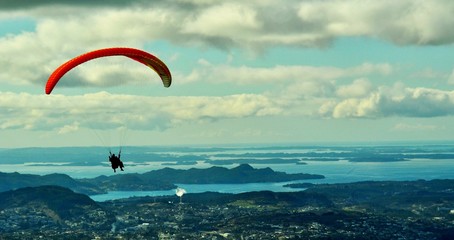 Norway - paraglider  from Urliken - obrazy, fototapety, plakaty