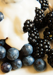 Macro view of blackberries, blueberries, raspberries