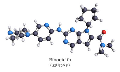 Ball-and-Stick Molecular Model of Ribociclib