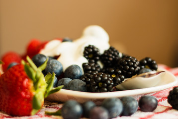 Macro view of blackberries, blueberries, raspberries