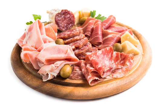 Fototapeta Tagliere di salumi, prosciutti e formaggi italiani