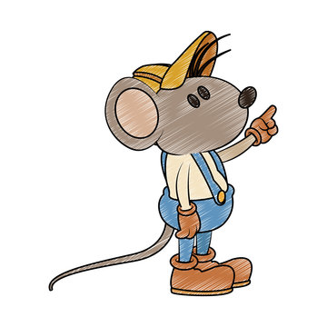 Worker mouse cartoon vector illustration graphic design