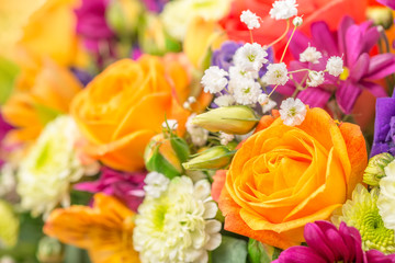 beautiful  flowers bouquet with yellow rose, greeting card, concept of autumn