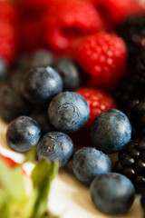 Macro view of blackberries, blueberries, raspberries