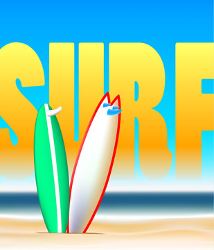 Surf advertisement poster. Vector illustration.