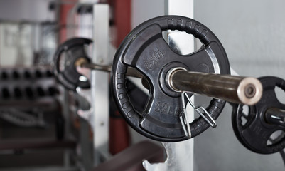 Fototapeta na wymiar Weightlifting gear in gym