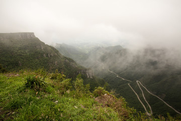 View of mountain road in cloudy day
