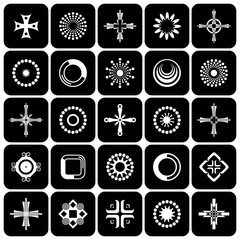 Cross, circle and square shapes. Design elements.