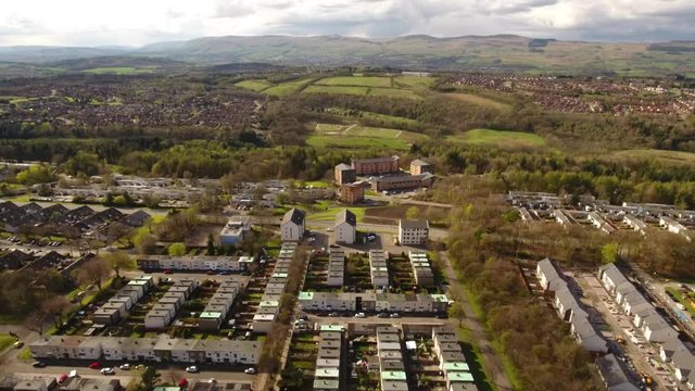 Aerial footage looking over the new town of Cumbernauld from the Town Centre.