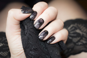 Manicure is similar to black stockings