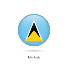 Saint Lucia flag - round glossy button. Vector Illustration