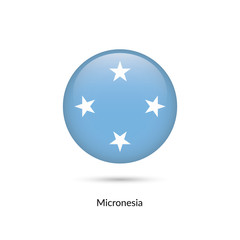 Micronesia flag - round glossy button. Vector Illustration