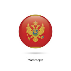 Montenegro flag - round glossy button. Vector Illustration