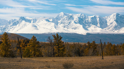 View of mountain North-Chuya ridge of Altai Republic, Russia.