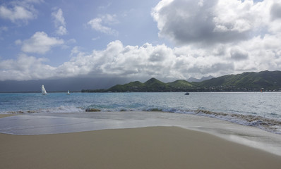 Cloudy view of Lanikai Beach
