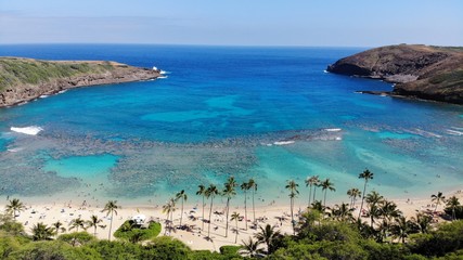 Aerial view of Hanauma Bay, Hawaii