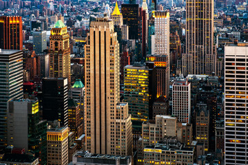 Aerial view on the city skyline in New York City, USA