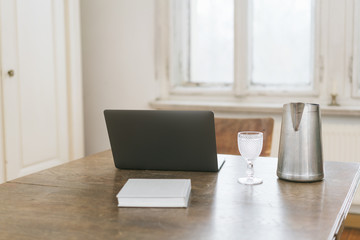 Home office workplace at a dining table