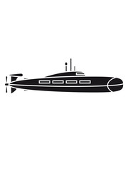 schwarz cool u-boot schwimmen tauchen unterwasser schiff boot matrose kapitän clipart cartoon comic meer