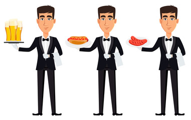 Handsome waiter wearing a professional uniform
