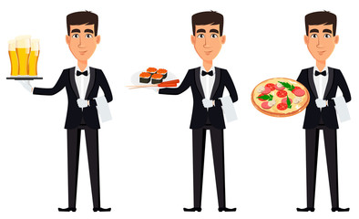 Handsome waiter wearing a professional uniform