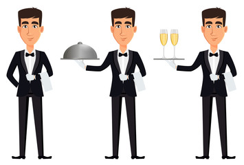 Handsome waiter wearing a professional uniform