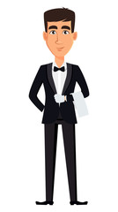 Obraz na płótnie Canvas Handsome waiter wearing a professional uniform
