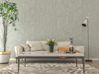 Living room interior - empty wall background