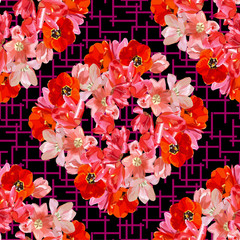 Tulips flowers. The pattern is seamless.  illustration.