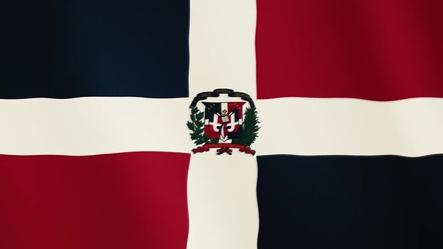 Dominican Republic flag waving animation. Full Screen. Symbol of the country.