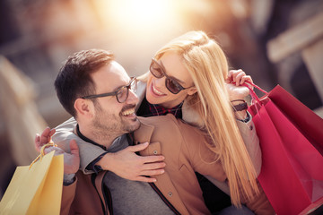 Loving couple shopping