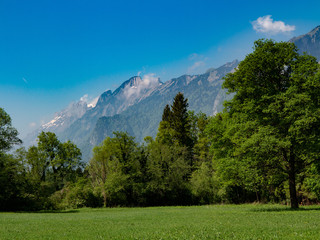 Fototapeta na wymiar Alpsteingebirge - Sicht aus dem Vorarlberger Rheintal