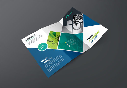 Trifold Business Brochure Layout with Diamond Photo Elements