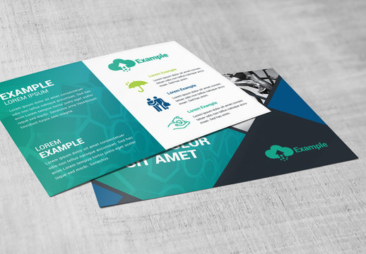 Business Postcard Layout with Diamond Photo Elements