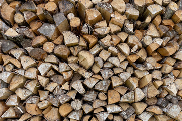 Pile of wood logs ready for winter