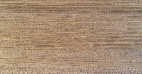 Plowed field seen from the drone