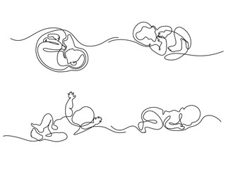 Continuous line drawing. Cute baby is lying on the white background. Vector illustration. Concept for logo, card, banner, poster, flyer