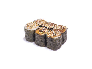 Unagi Roru rolls set on white background