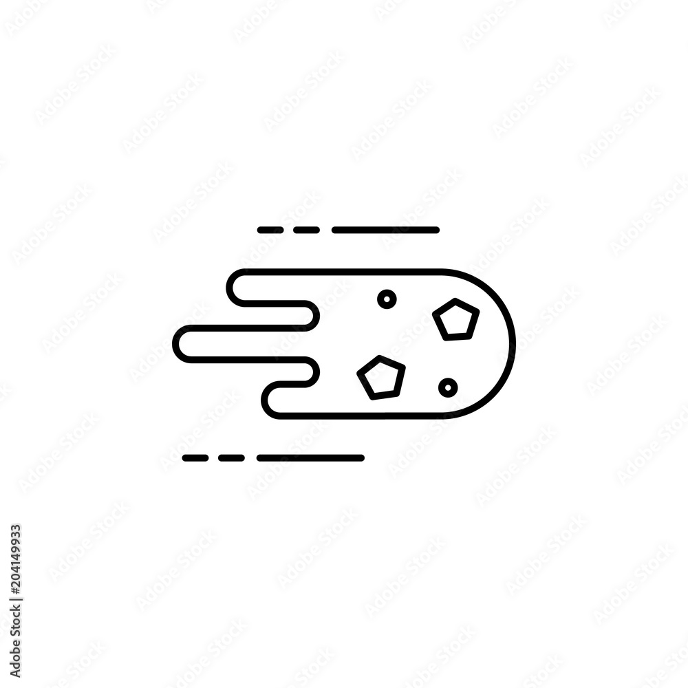 Poster flying meteorite icon. element of speed for mobile concept and web apps illustration. thin line icon