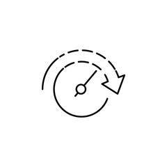 the arrow in the circle of hours icon. Element of speed for mobile concept and web apps illustration. Thin line icon for website design and development, app development