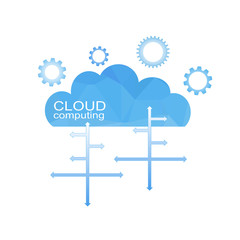 Polygonal Cloud computing technology. Vector illustration concept composed of triangles.