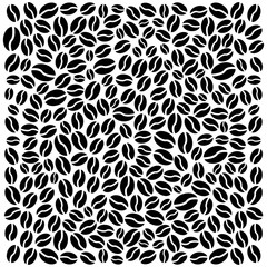 Black coffee background with beans isolated on white background. Vector illustration