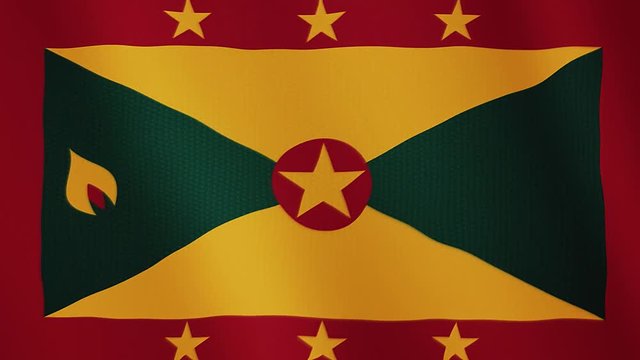 Grenada flag waving animation. Full Screen. Symbol of the country.