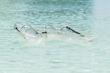 A transparent kayak in a Lake