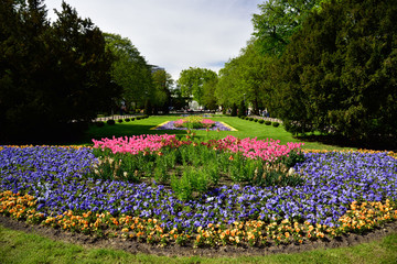 Kolobrzeg, a flowered park by the post office.