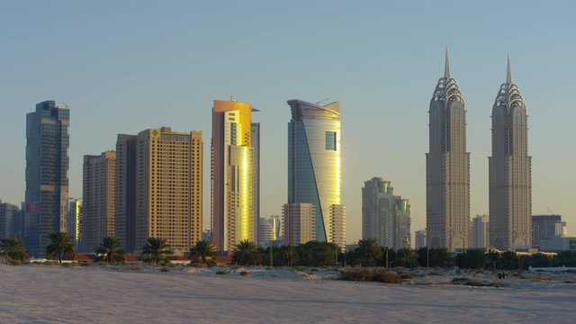 Skyline seen from a beach in Dubai